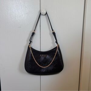 GUESS Brown Shoulder Bag with Gold Chain